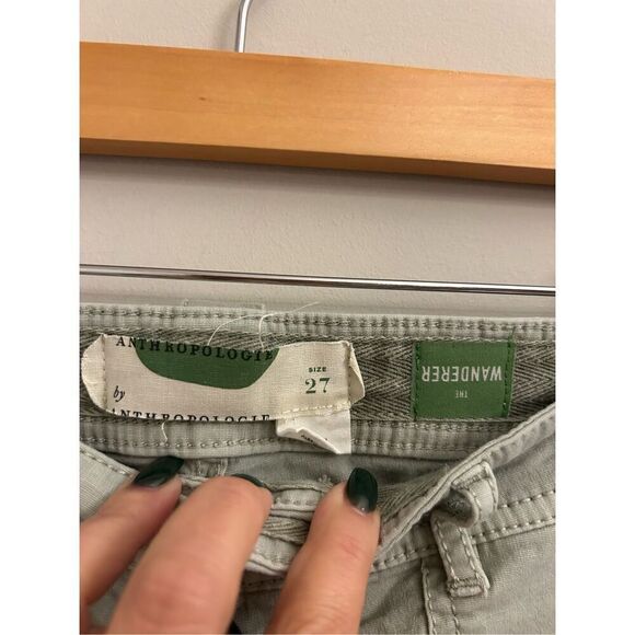 Anthropologie the Wanderer Boho cropped pants eyelet cotton sage green 27 - Picture 3 of 9